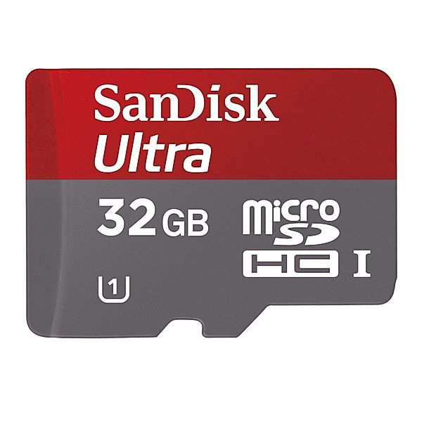 SanDisk microSDHC Ultra 32GB, Class 10, UHS-I, 30MB/Sec, + SD-Adapter