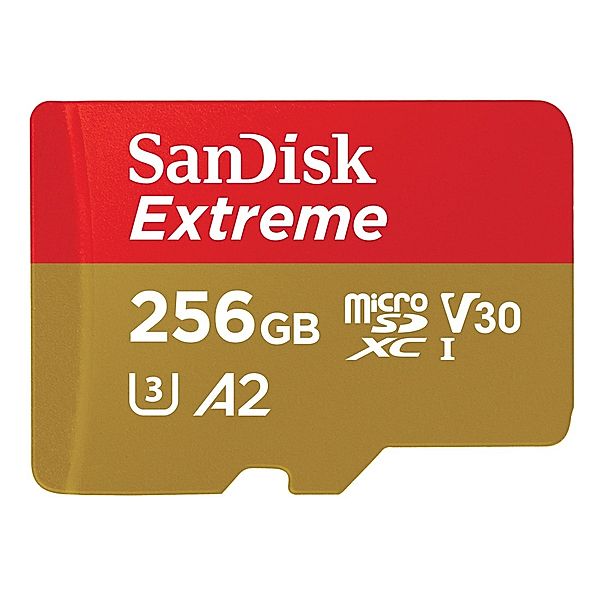 SanDisk microSDXC Extreme 256 GB (R190 MB/s) + Adapter + 1 Jahr RescuePRO Deluxe