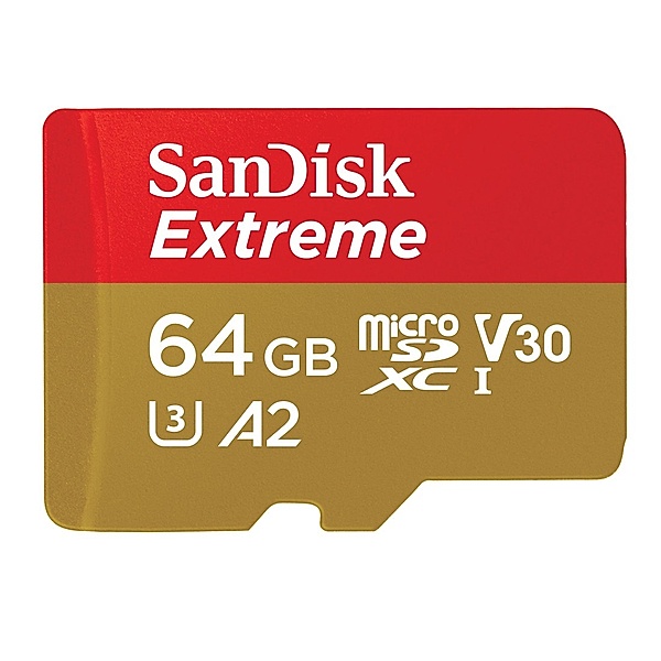 SanDisk microSDXC Extreme 64 GB (R170 MB/s) + Adapter + 1 Jahr RescuePRO Deluxe