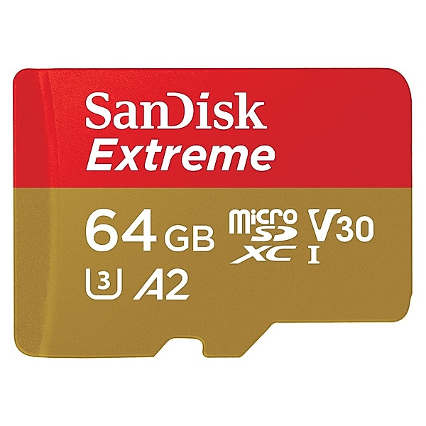 SanDisk microSDXC Extreme 64GB (R170 MB/s) Cams&Drones + Adap., 1 Jahr RescuePRO DX
