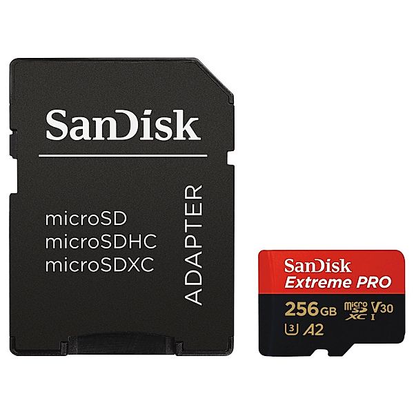 SanDisk microSDXC Extreme Pro 256GB (A2/ V30/ U3/ R170/ W90) + Adapter