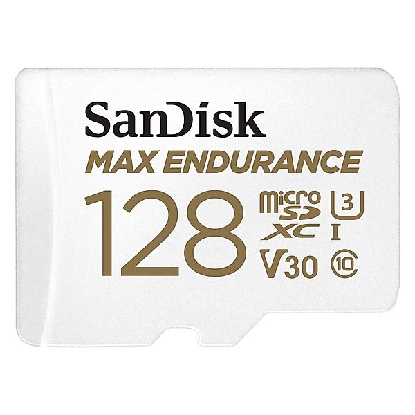 SanDisk microSDXC Max Endurance 128GB (V30/U3/Cl.10/R100/W40) + SD-Adapter