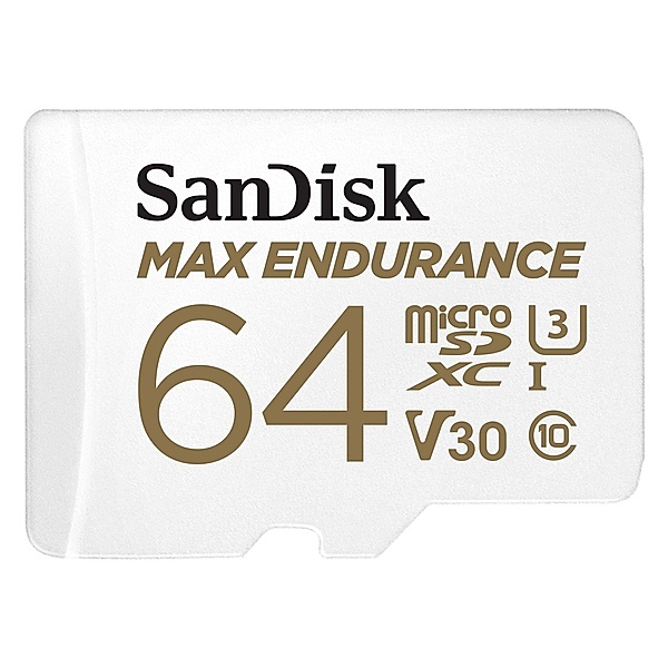 SanDisk microSDXC Max Endurance 64GB (V30/U3/Cl.10/R100/W40) + SD-Adapter