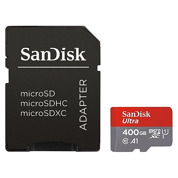 SanDisk microSDXC Ultra 400GB (A1 / UHS-I / Cl.10 / 100MB/s) + Adapter,