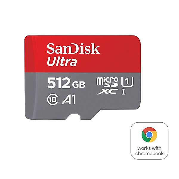 SanDisk microSDXC Ultra 512GB, Class 10, 150MB/s + SD-Adapter für Chromebooks