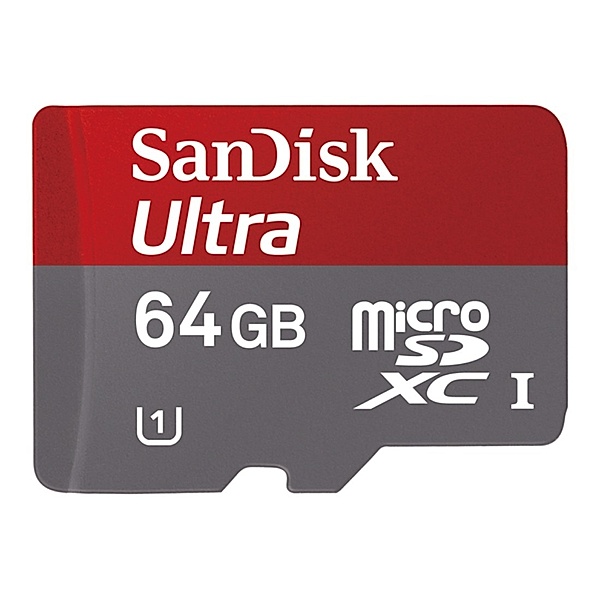 SanDisk microSDXC Ultra 64GB, Class 10, UHS-I, 30MB/Sec, + SD-Adapter