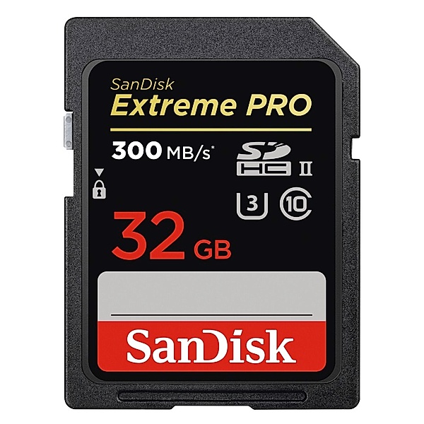 SanDisk SDHC Extreme Pro 32GB, UHS Speed Class U3, UHS-II, 300MB/s