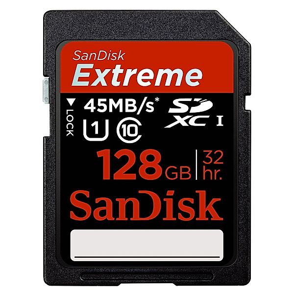 SanDisk SDXC Extreme 128GB Class 10 UHS-I 45MB/Sec