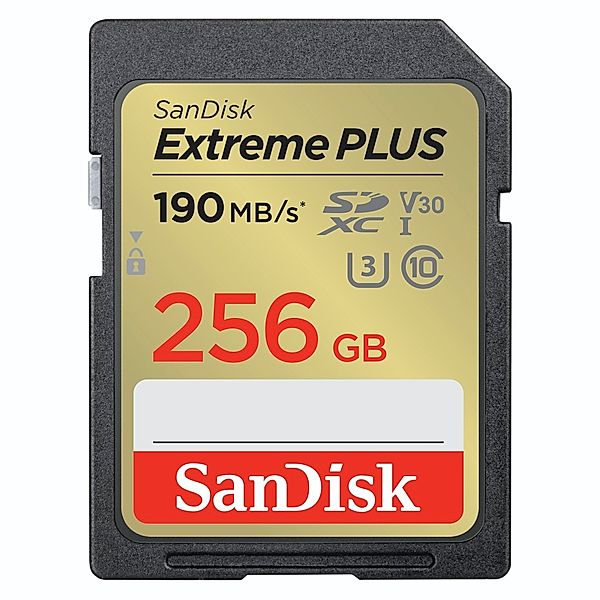 SanDisk SDXC Extreme PLUS 256GB (R190MB/s), + 2 Jahre RescuePRO Deluxe
