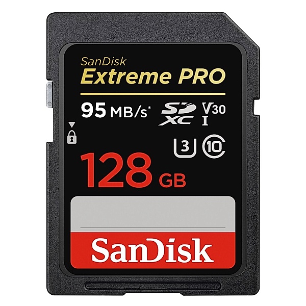 SanDisk SDXC Extreme Pro 128GB, Video Speed Class V30, UHS Sp. Cl. U3,UHS-I, 95MB/s