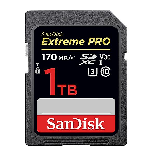 SanDisk SDXC Extreme Pro 1TB, Video Speed Class V30, UHS Sp. Cl. U3, UHS-I, 170MB/s