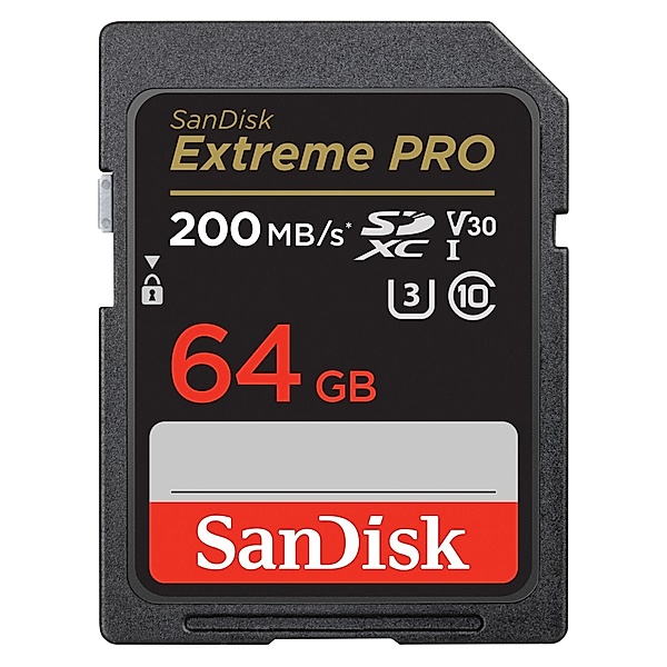 SanDisk SDXC Extreme PRO 64 GB (R200 MB/s) + 2 Jahre RescuePRO Deluxe
