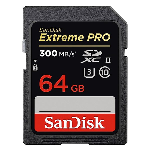SanDisk SDXC Extreme Pro 64GB, UHS Speed Class U3, UHS-II, 300MB/s