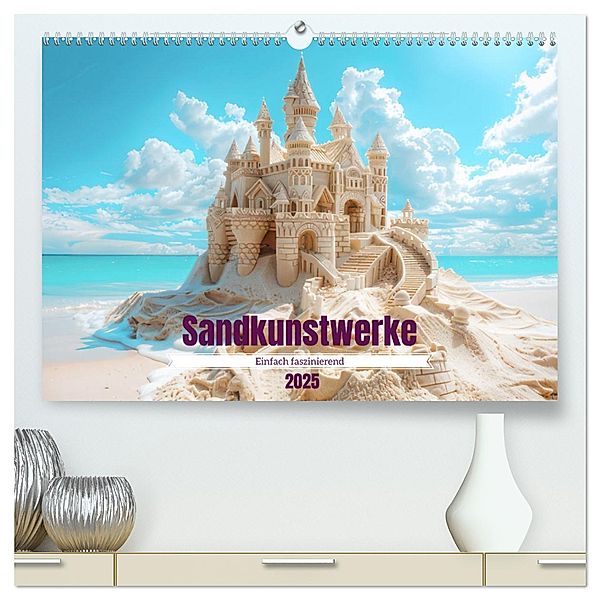 Sandkunstwerke - Einfach faszinierend (hochwertiger Premium Wandkalender 2025 DIN A2 quer), Kunstdruck in Hochglanz, Calvendo, Liselotte Brunner-Klaus