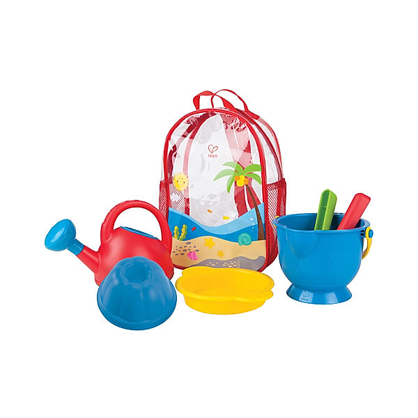 Hape Sandspielzeug-Set STRAND 7-teilig mit Rucksack (25x30)