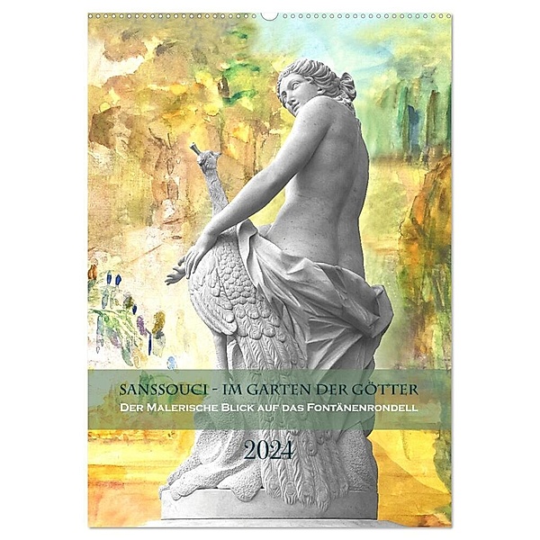 Sanssouci - Im Garten der Götter. Der malerische Blick auf das Fontänenrondell (Wandkalender 2024 DIN A2 hoch), CALVENDO Monatskalender, Petra Maria Kessler