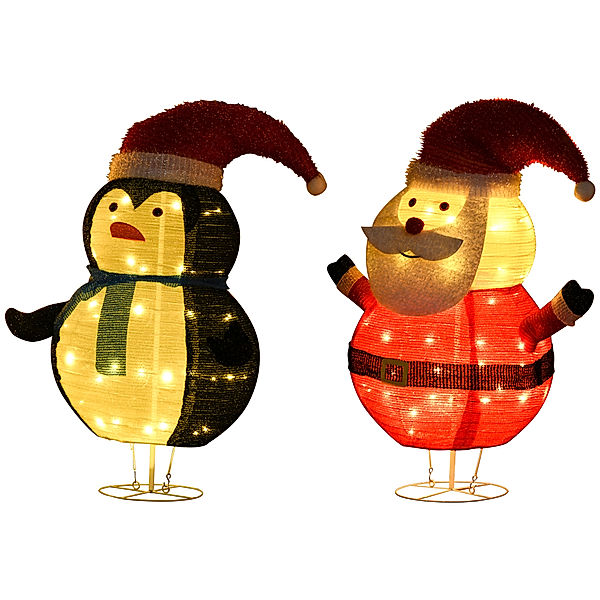 Santa und Pinguin beleuchtete Weihnachtsdekoration mit LED-Lichter bunt (Farbe: mehrfarbig)