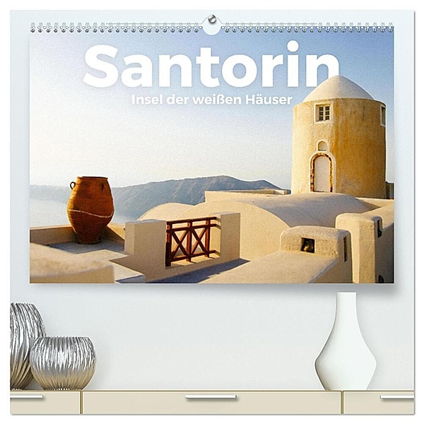 Santorin - Insel der weißen Häuser (hochwertiger Premium Wandkalender 2024 DIN A2 quer), Kunstdruck in Hochglanz, Benjamin Lederer