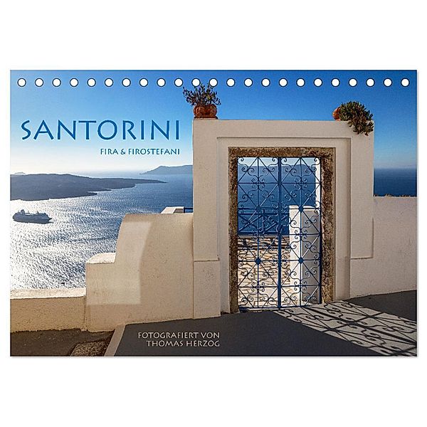 Santorini Fira & Firostefani (Tischkalender 2024 DIN A5 quer), CALVENDO Monatskalender, Thomas Herzog
