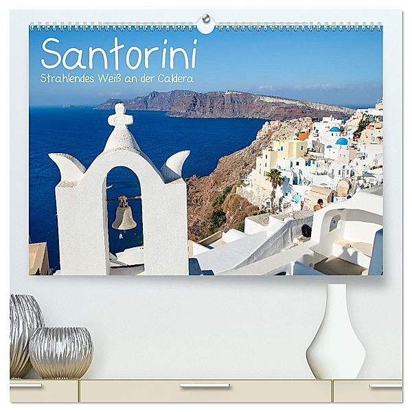 Santorini - Strahlendes Weiß an der Caldera (hochwertiger Premium Wandkalender 2025 DIN A2 quer), Kunstdruck in Hochglanz, Calvendo, Jakob Otto