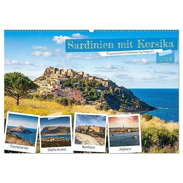 Sardinien mit Korsika (Wandkalender 2024 DIN A2 quer), CALVENDO Monatskalender, VogtArt