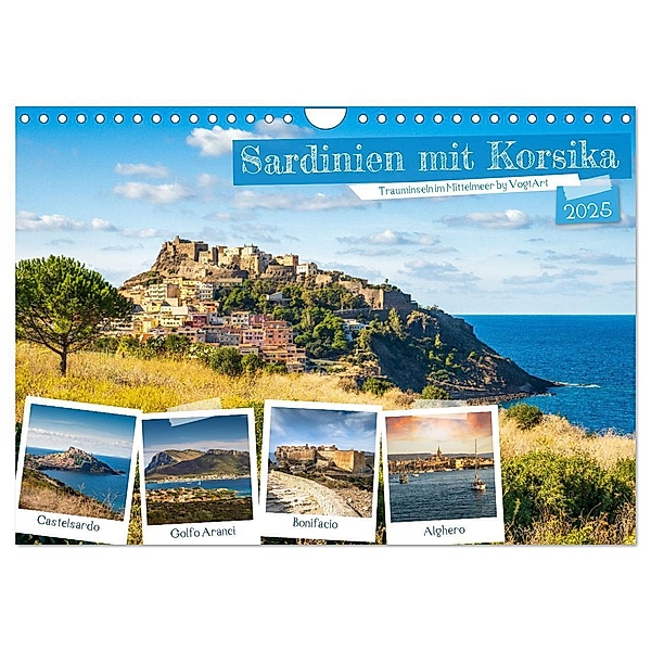 Sardinien mit Korsika (Wandkalender 2025 DIN A4 quer), CALVENDO Monatskalender, Calvendo, VogtArt