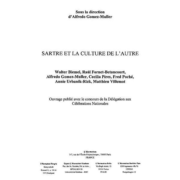 Sartre et la culture de l'autre / Hors-collection, Gomez-Muller Alfredo