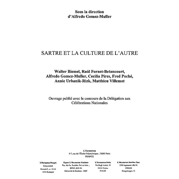 Sartre et la culture de l'autre / Hors-collection, Gomez-Muller Alfredo