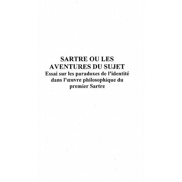 Sartre ou les aventures du sujet / Hors-collection, Poulette Claude