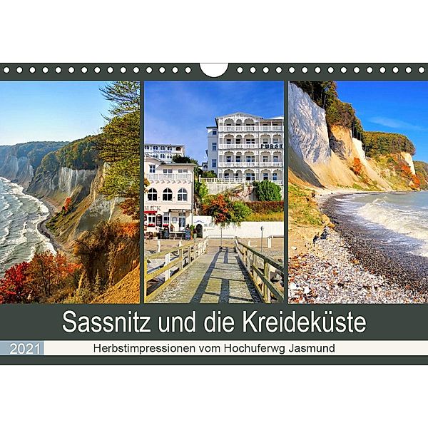 Sassnitz und die Kreideküste - Herbstimpressionen vom Hochuferweg Jasmund (Wandkalender 2021 DIN A4 quer), LianeM