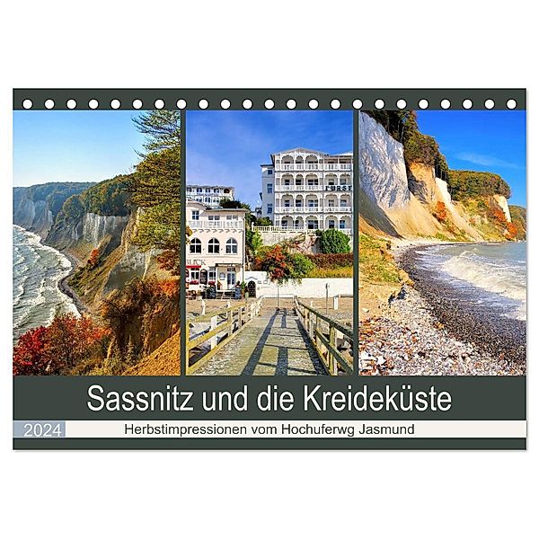 Sassnitz und die Kreideküste - Herbstimpressionen vom Hochuferweg Jasmund (Tischkalender 2024 DIN A5 quer), CALVENDO Monatskalender, LianeM