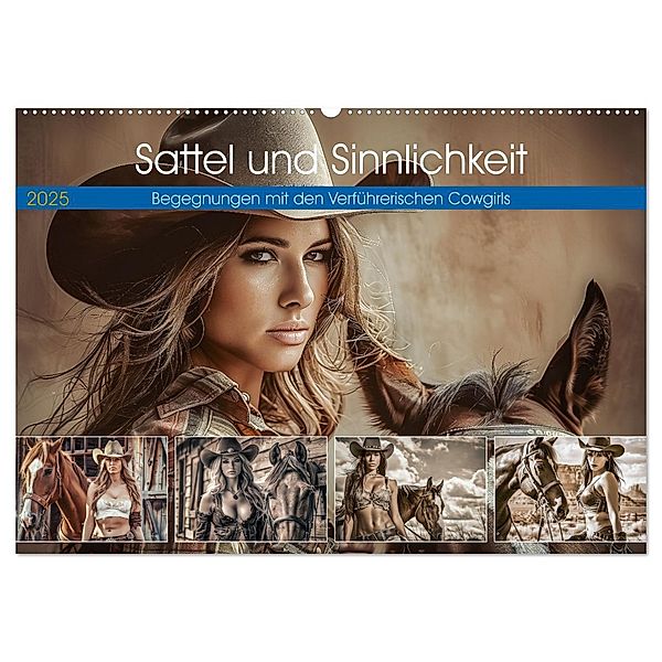 Sattel und Sinnlichkeit - Begegnungen mit den Verführerischen Cowgirls (Wandkalender 2025 DIN A2 quer), CALVENDO Monatskalender, Calvendo, Steffen Gierok-Latniak