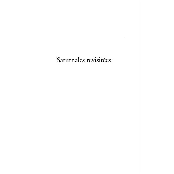 SATURNALES REVISITEES, Alix De Fontanges