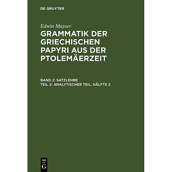 Satzlehre.Tl.2, Edwin Mayser