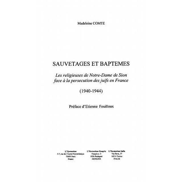 SAUVETAGES ET BAPTEMES / Hors-collection, Madeleine Comte