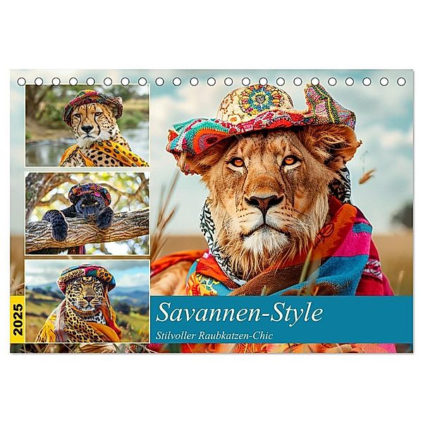 Savannen-Style. Stilvoller Raubkatzen-Chic (Tischkalender 2025 DIN A5 quer), CALVENDO Monatskalender, Calvendo, Rose Hurley