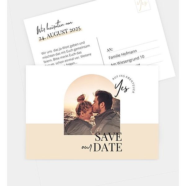 Save-The-Date Karte Arc d'amour, Postkarte quer (148 x 105mm)