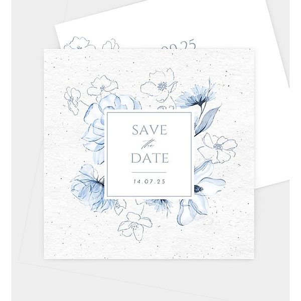 Save-The-Date Karte Blue Harmony, Postkarte quadratisch (145 x 145mm)