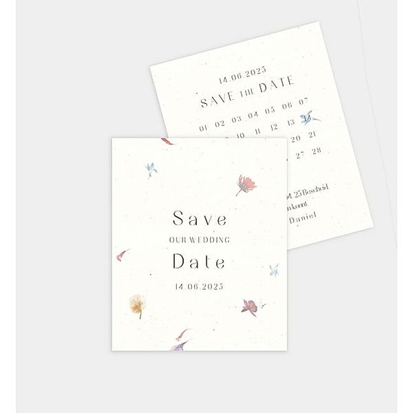 Save-The-Date Karte Blütenpapier, Polaroid (88 x 107mm)