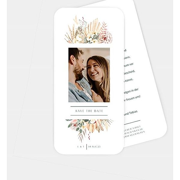 Save-The-Date Karte Bohemian Chic, Postkarte hoch (100 x 210mm)