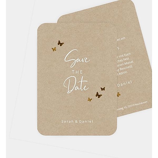 Save-The-Date Karte Butterfly, Postkarte hoch (105 x 148mm)