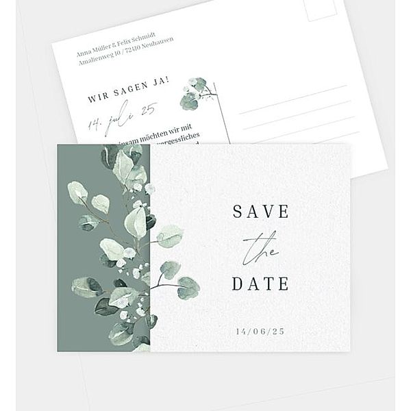 Save-The-Date Karte Cinerea, Postkarte quer (148 x 105mm)