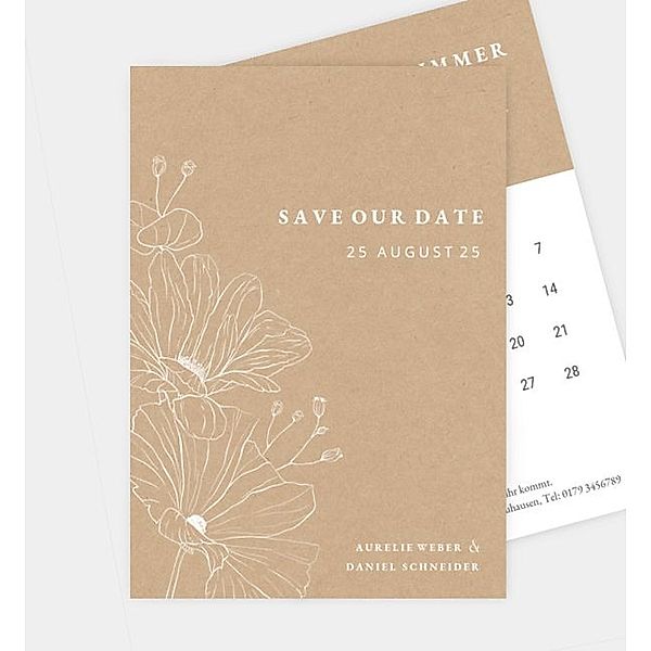 Save-The-Date Karte Contemporary Flowers · Crafty, Postkarte hoch (120 x 170mm)