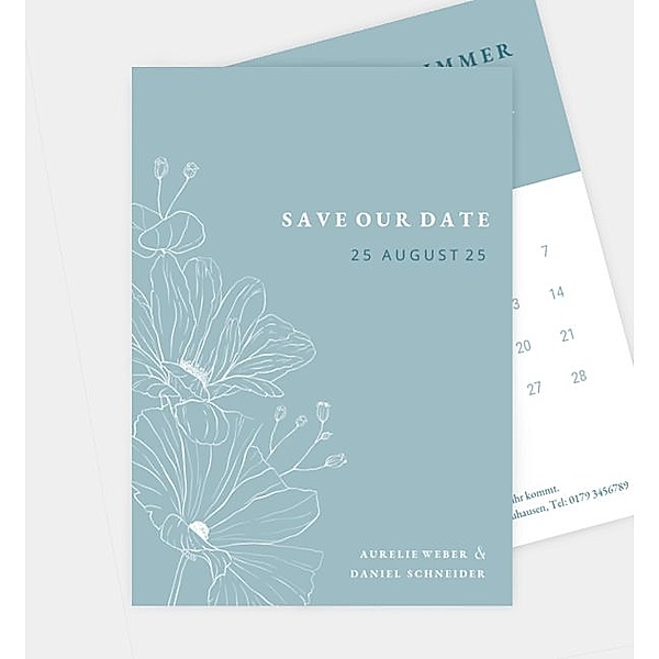 Save-The-Date Karte Contemporary Flowers, Postkarte hoch (120 x 170mm)