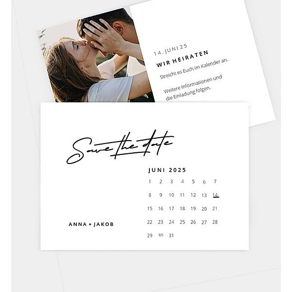 Save-The-Date Karte Contemporary Wedding, Postkarte quer (148 x 105mm)