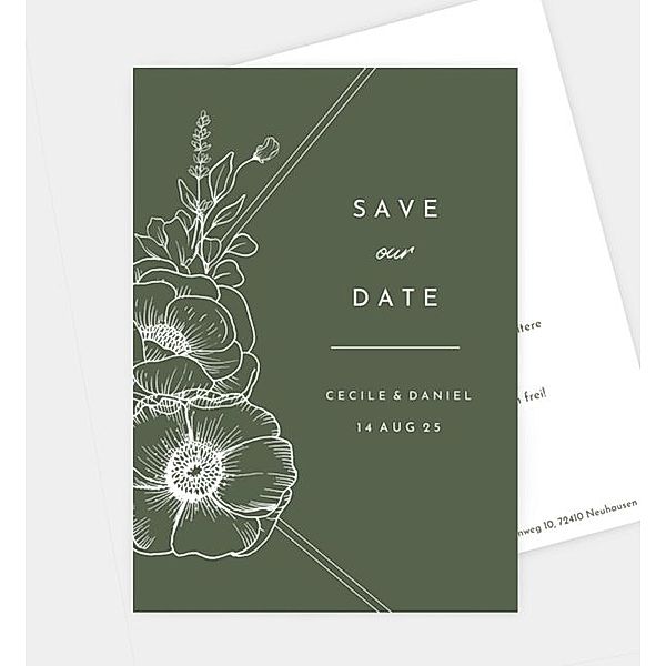 Save-The-Date Karte Crafty Garden, Postkarte hoch (120 x 170mm)