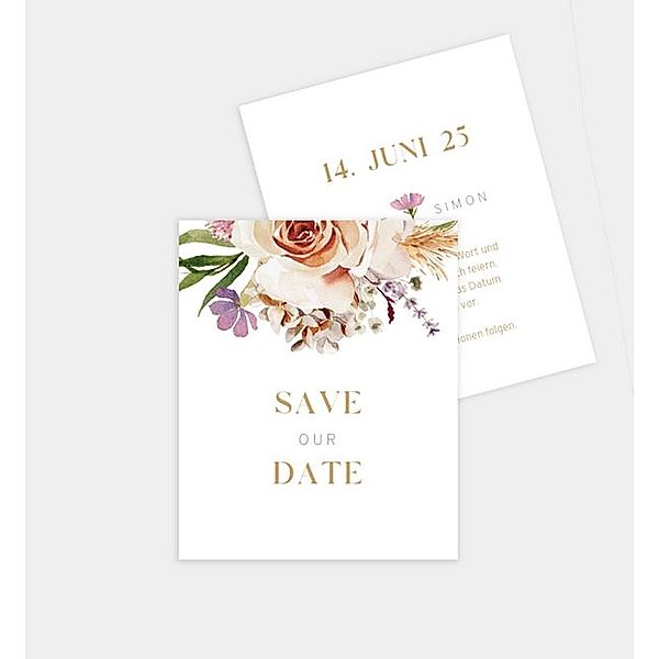 Save-The-Date Karte Delicate Bouquet, Polaroid (88 x 107mm)