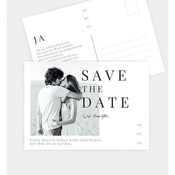 Save-The-Date Karte Editorial wedding style, Postkarte quer (148 x 105mm)