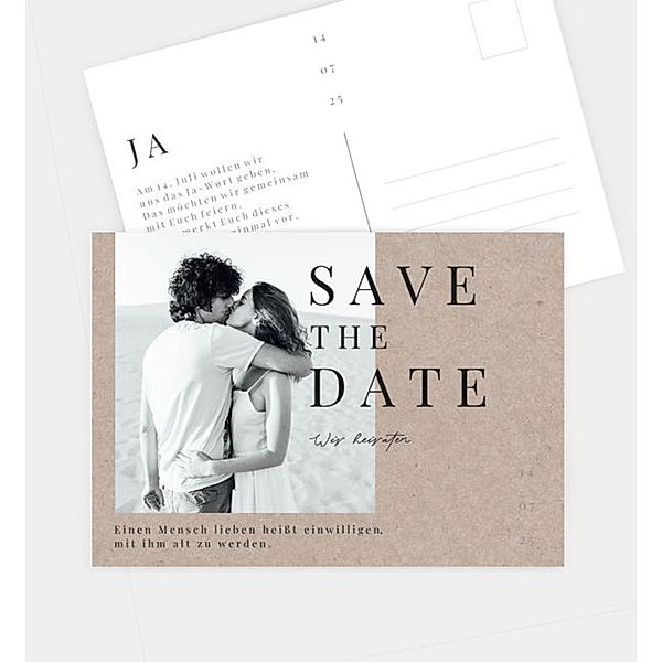Save-The-Date Karte Editorial wedding style · crafty, Postkarte quer (148 x 105mm)