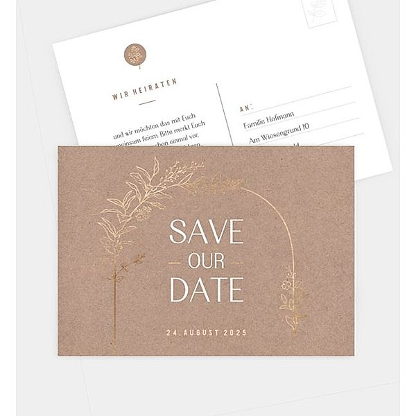 Save-The-Date Karte Fioritura · Vintage, Postkarte quer (148 x 105mm)